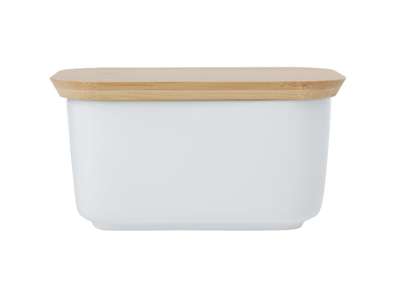 White Basics Butter Dish With Bamboo Lid