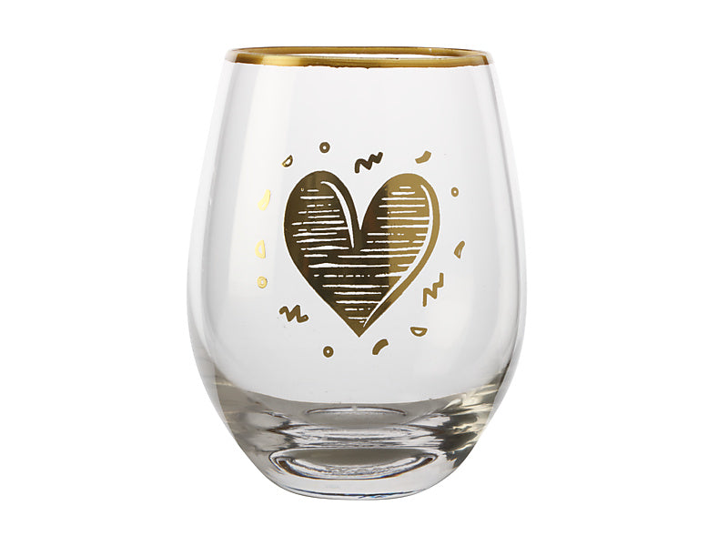 The Letterettes Stemless Glass 500ML Heart Gift Boxed