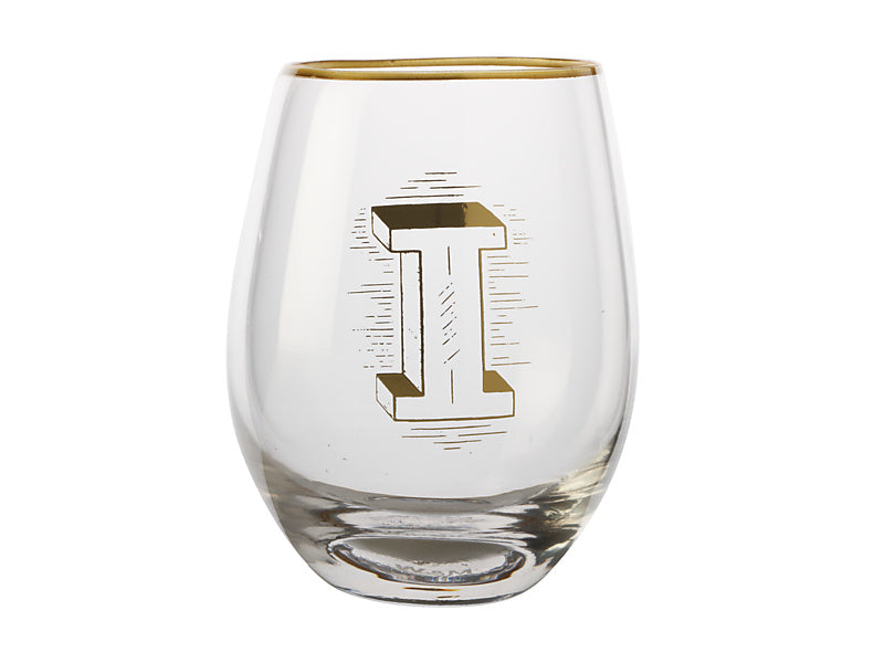 The Letterettes Stemless Glass 500ML "I" Gift Boxed