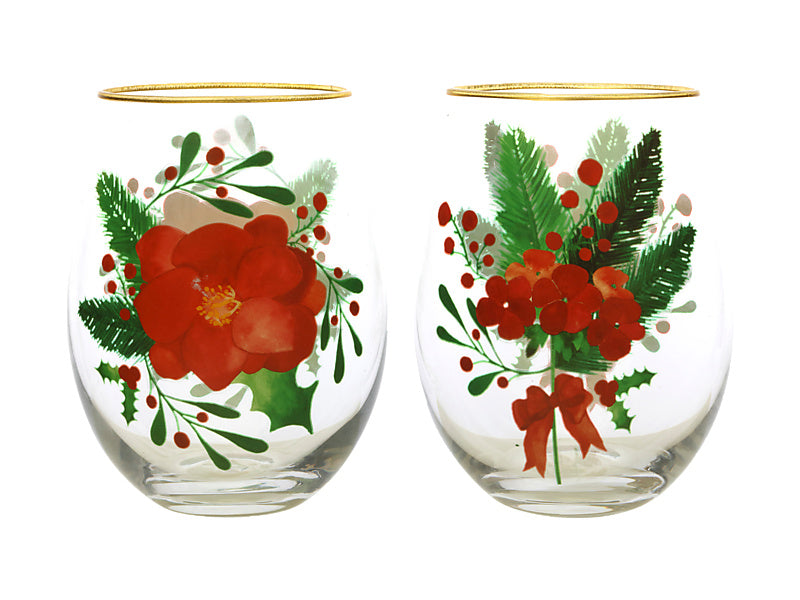 Mistletoe Stemless Glass 500ML Set of 2 Gift Boxed
