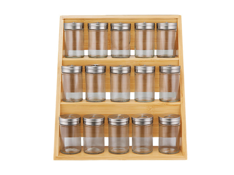 Evergreen Bamboo Spice Rack 16pc Set Gift Boxed