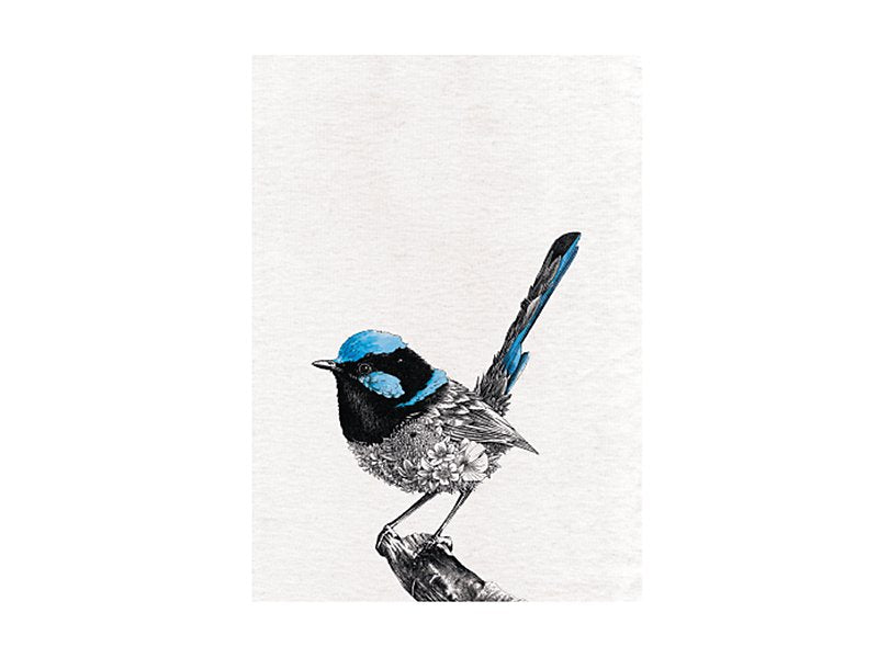 Marini Ferlazzo Birds Tea Towel 50x70cm Superb Fry-Wren