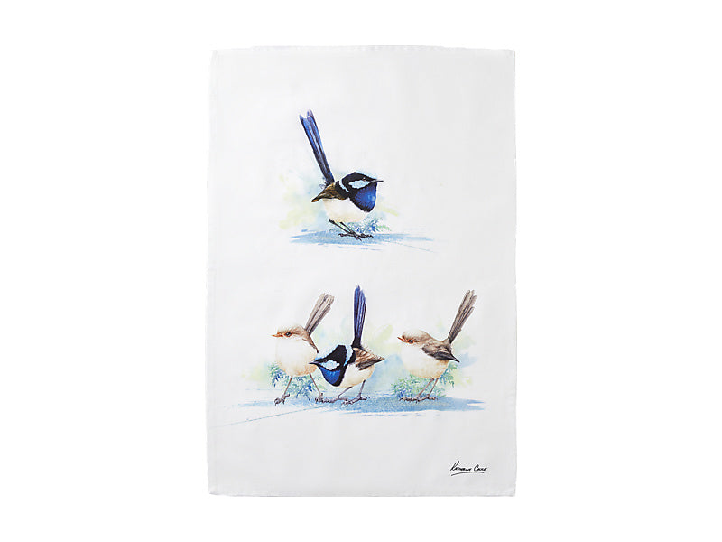 Katherine Castle Bird Life Tea Towel Blue Wren