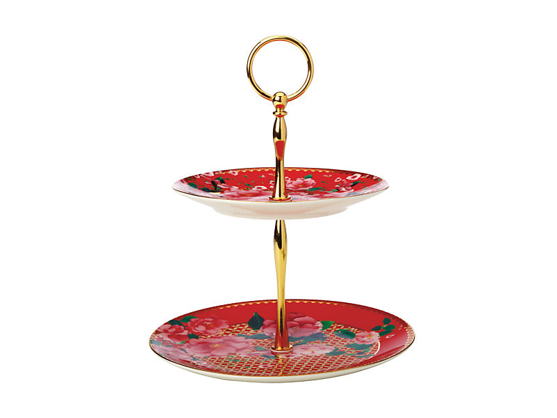 Teas & C's Silk Road 2 Tiered Cake Stand Gift Boxed