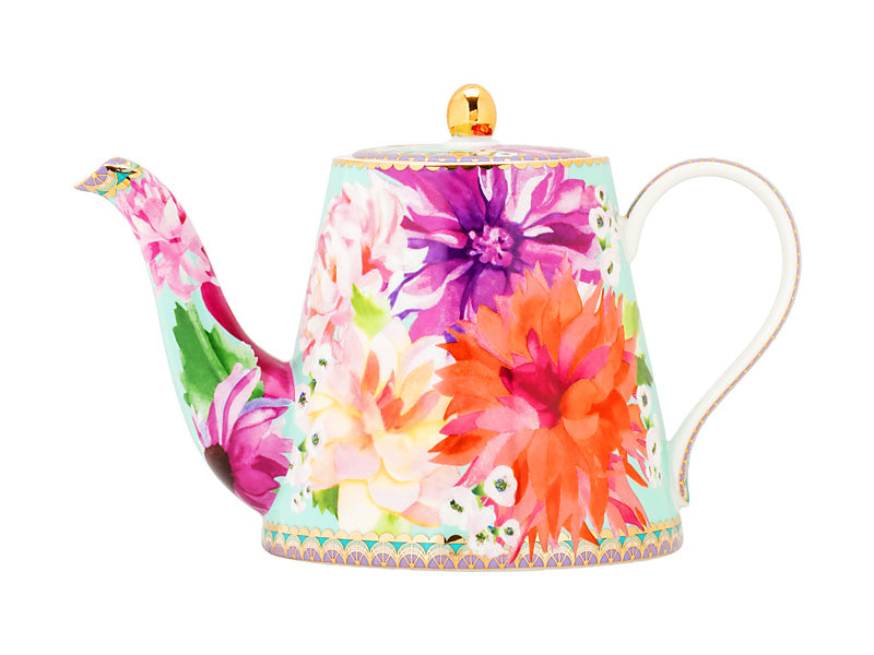 Teas & C's Dahlia Daze Teapot With Infuser 500ML Sky Gift Boxed