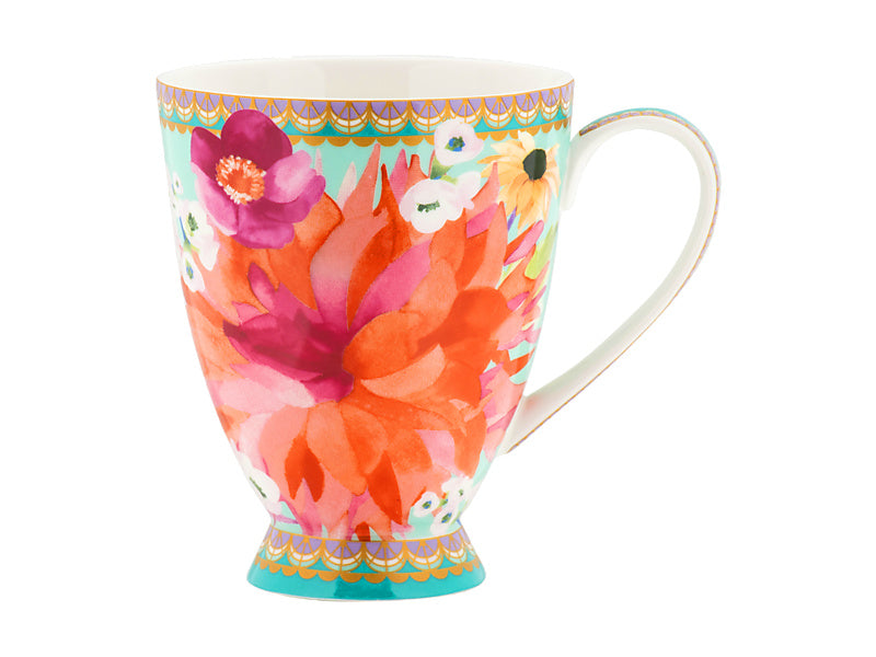 Teas & C's Dahlia Daze Footed Mug 300ML Sky Gift Boxed