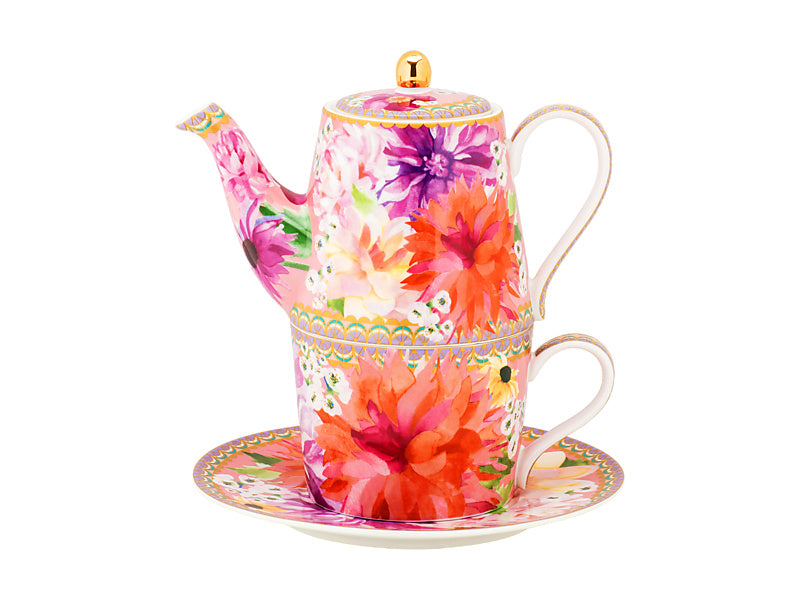 Teas & C's Dahlia Daze Tea for One With Infuser 340ML Pink Gift Boxed