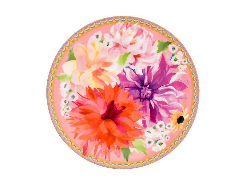 Teas & C's Dahlia Daze Coupe Plate 19.5cm Pink Gift Boxed