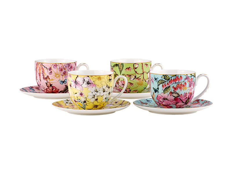 Estelle Michaelides Enchantment Cup & Saucer Set of 4 Gift Boxed