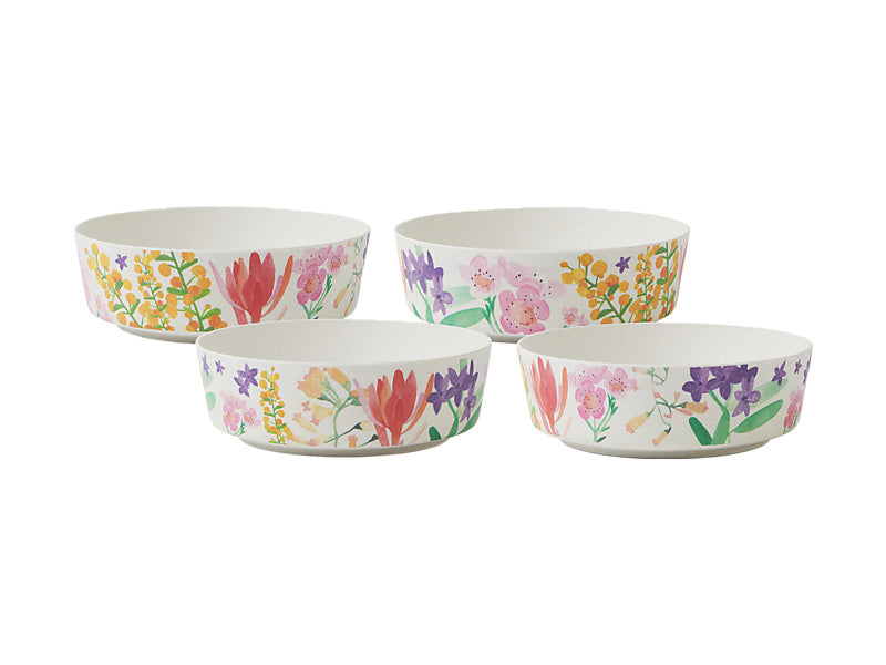 Wildflowers Bamboo Bowl Set of 4