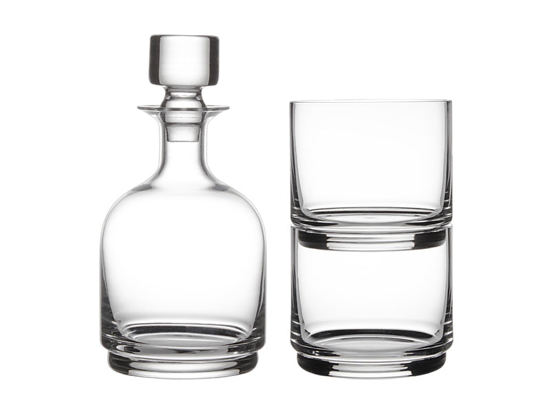 Diamante Stacked Decanter Set 3pc Gift Boxed