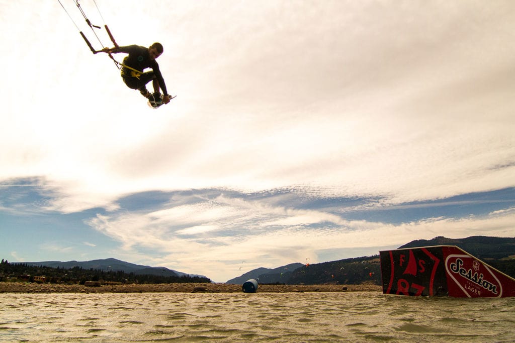 Ewan Jaspan riding in the Hood River Slider Park while filming for Stranded
