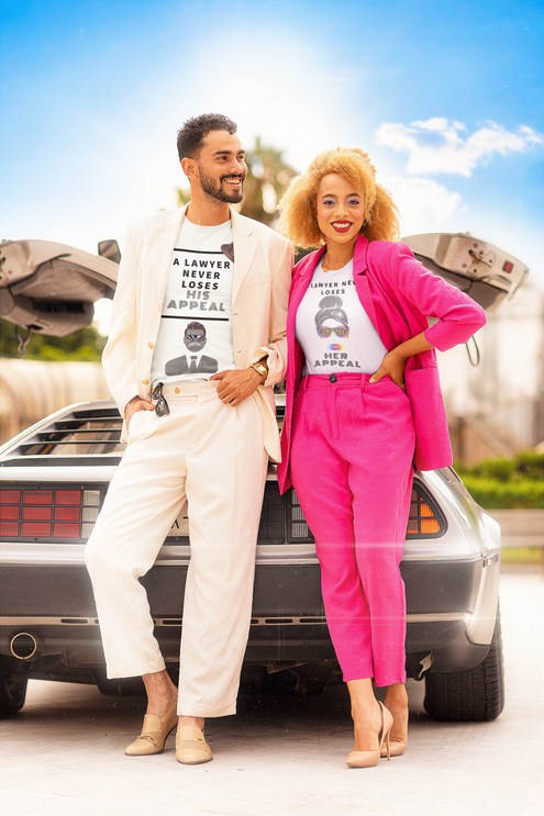 Couple wearing Funny lawyer t-shirts