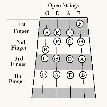 First Position Fingerings of the Natural Notes on the Violin