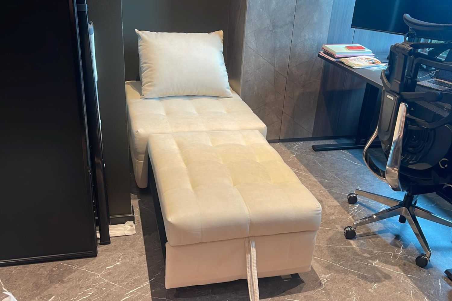 Candy 85cm beige fabric sofa bed