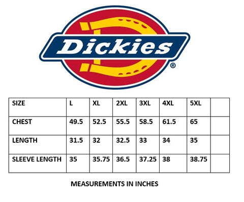 Dickies S/S Size Chart | Big & Tall Large Lad Clothing