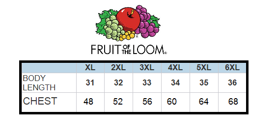 Fruit And Loom Size Chart