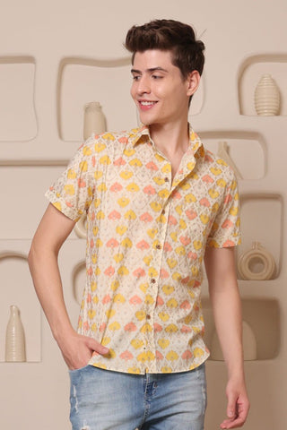 Show Time print cotton shirt half sleeves | Style Matters