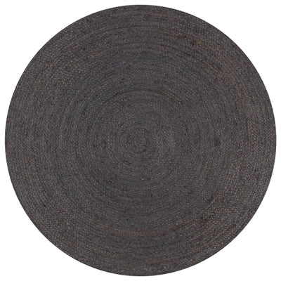 Käsintehty pyöreä juuttimatto 90 cm tummanharmaa
