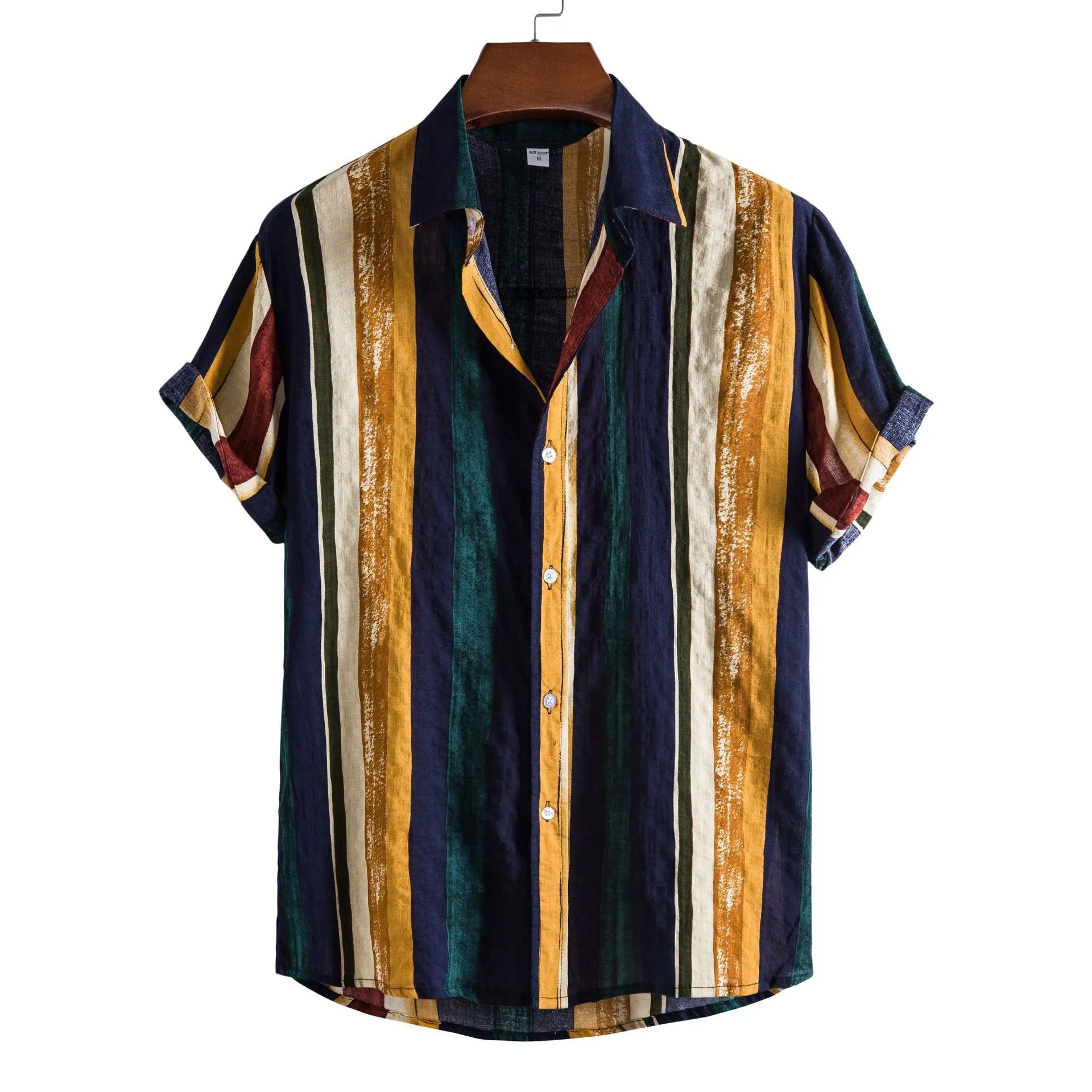 Striped Short Sleeve Button-Up Shirt