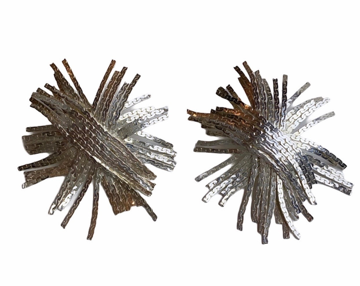 Silver plated fringe statement earrings