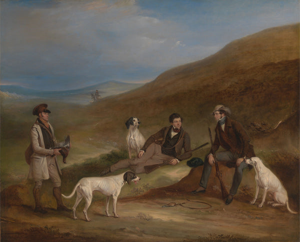 John Ferneley, 1782–1860, British, Edward Horner Reynard and his Brother George Grouse-Shooting At Middlesmoor, Yorkshire, with Their Gamekeeper Tully Lamb, 1836, Oil on canvas, Yale Center for British Art, Paul Mellon Collection, B2001.2.203.
