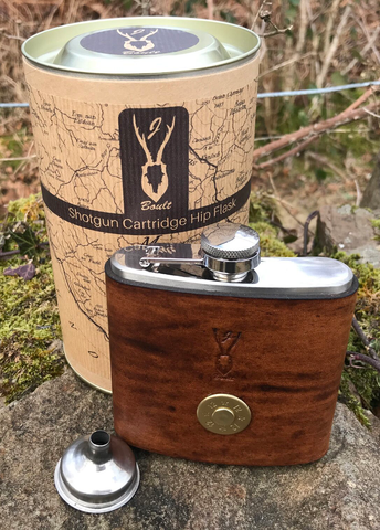 Shotgun cartridge leather hipflask 