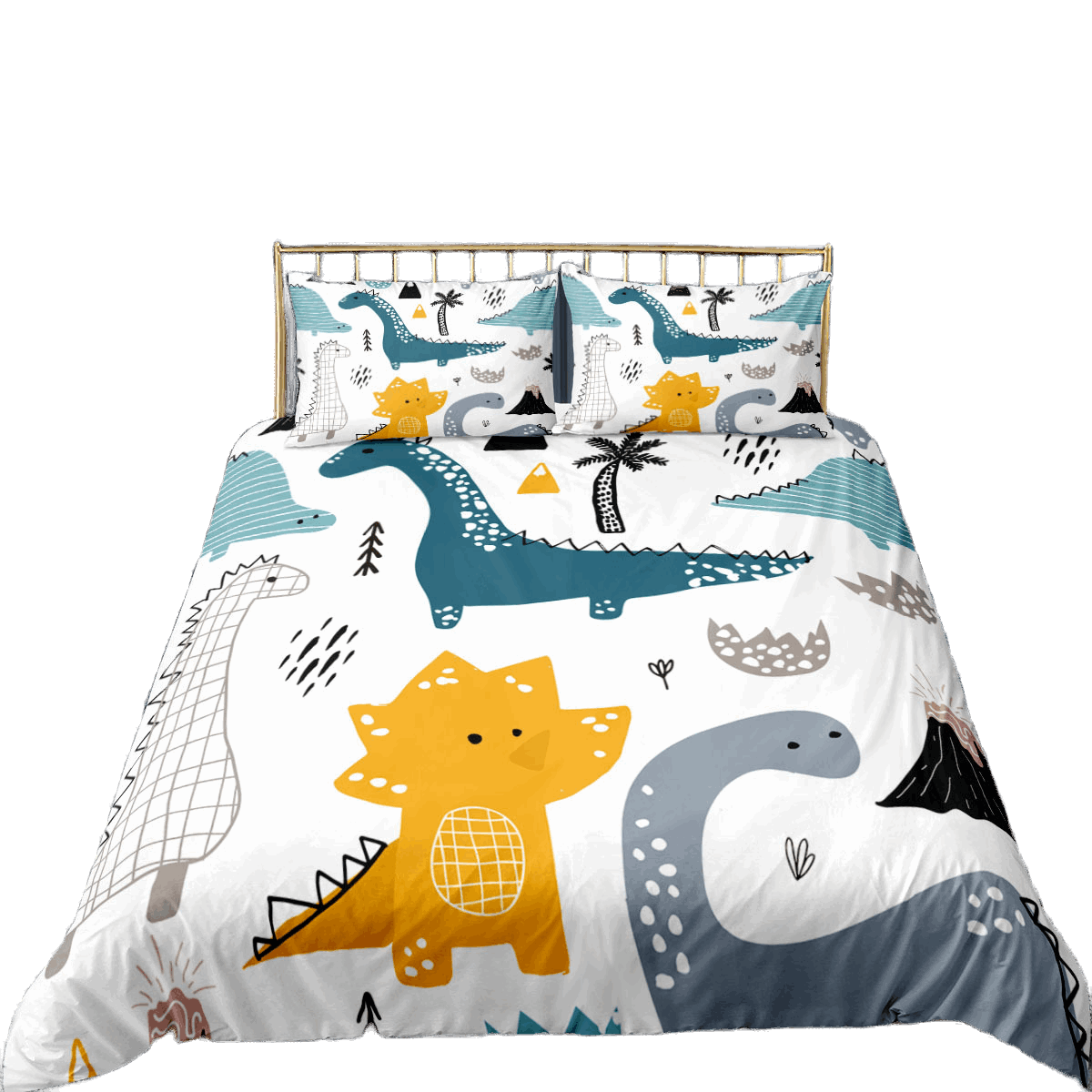 Boys Cartoon Dinosaur Family Bedding Set - Twin, Full, Queen, King Sizes