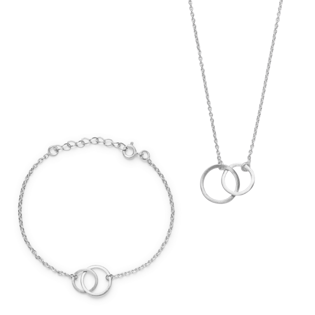 Kavita Bracelet & Necklace Set - Matte Silver
