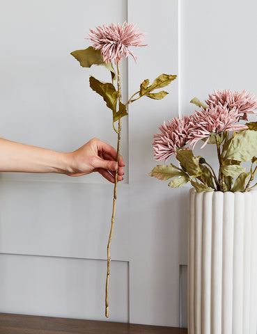 Artificial pink flower and puffy vase by Rose & Grey