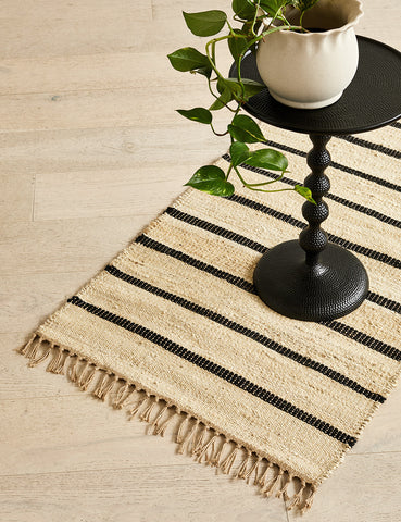 Black & cream striped rug