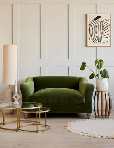 Green velvet love seat