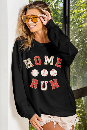 BiBi Baseballs Homerun Patches French Terry Sweatshirt - Rosy Runway