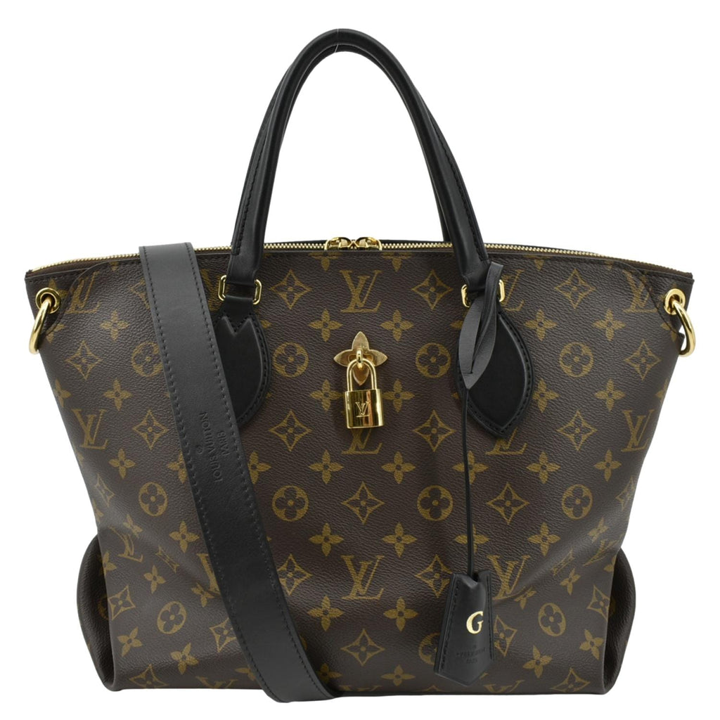 LOUIS VUITTON Flower Zipped MM Monogram Canvas Tote Bag Noir  Bhumte