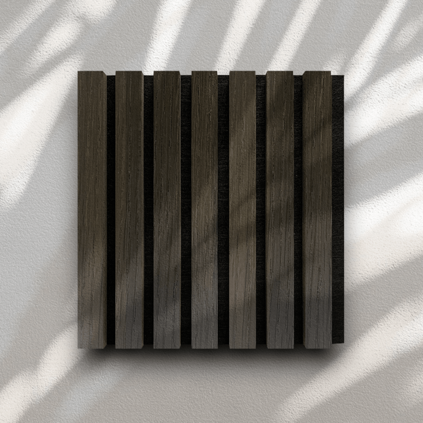 Wood Slat Acoustic Panel Sample in Dark Smoke Natural Oak, Black Felt - Slats.co product image