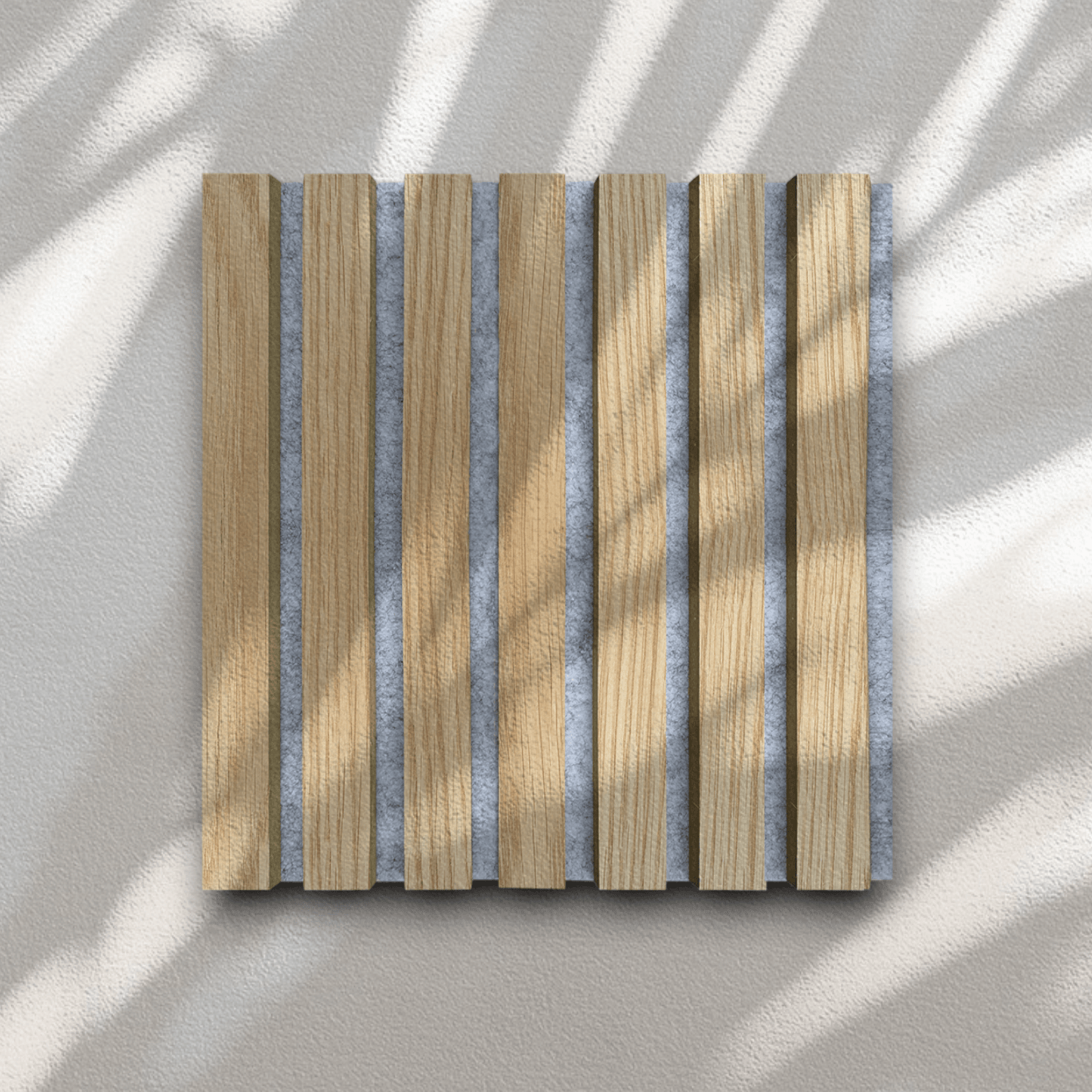 Wood Slat Acoustic Panel Sample in White Oak, Grey Felt - Slats.co product image