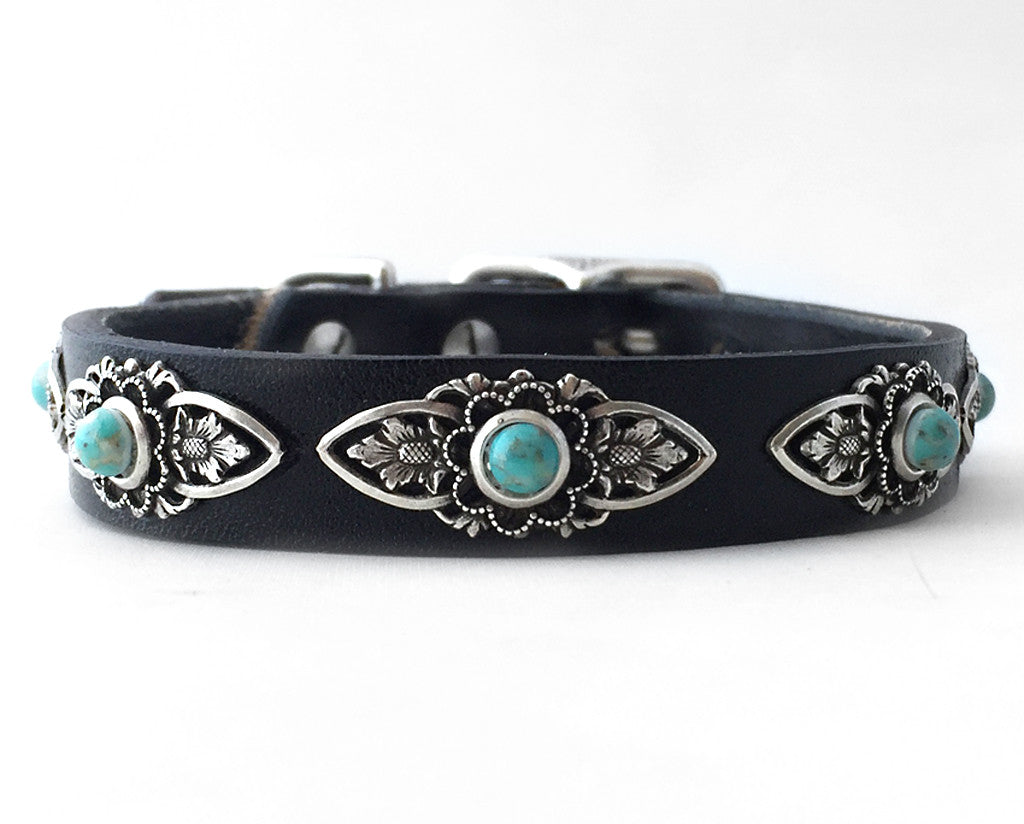 dog collar with turquoise stones