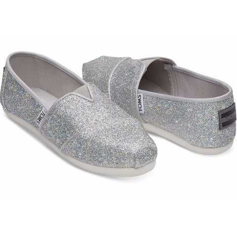 toms silver iridescent glitter women's classics