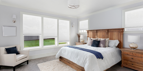 easy lift white shades in bedroom