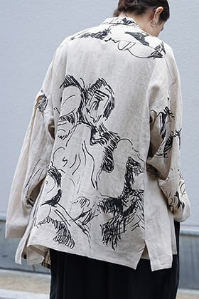 Yohji Yamamoto SS18 Yoke Sleeve Hemp Pattern Jacket Style