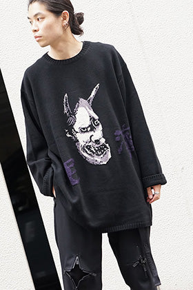 Yohji Yamamoto Hannya Tengu Pullover Intersia Knit Style