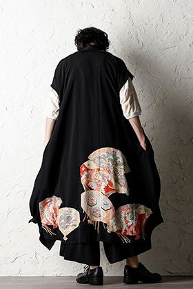 Rondo.ym 20SS Silk Georgette Phoenix and Fan Embroidery Kimono Sleeve Coat Style