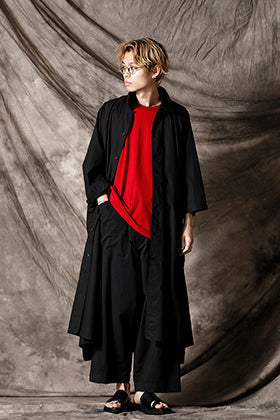 Oproject 21SS ギャザーロングシャツ ブラックスタイル