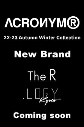 [New Brand Intro] Available from the 2022 autumn/winter season, new brand ACRONYM will be sold at The R (Osaka Minami Horie store) and .LOGY (Kyoto store).