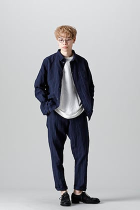 Bergfabel： Worker Shirt x Jogging Pants (Navy Stripe) Set-up Style