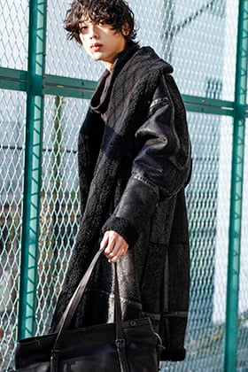 JULIUS All Black Mouton Coat Styling