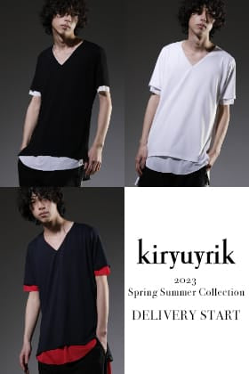 Kiryuyrik 2023 SS New Arrived Item (V-Neck Layered T-Shirt) Styling