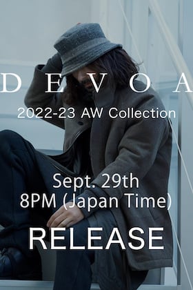 [Release Notice] New items from the DEVOA 22-23AW collection will be available from September 29 (Thu.) at 8:00 p.m. (JST).