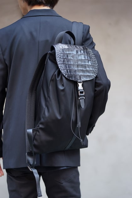 ALLIGATOR EMBOSSED + SOLID NYLON [ BACKPACK ]