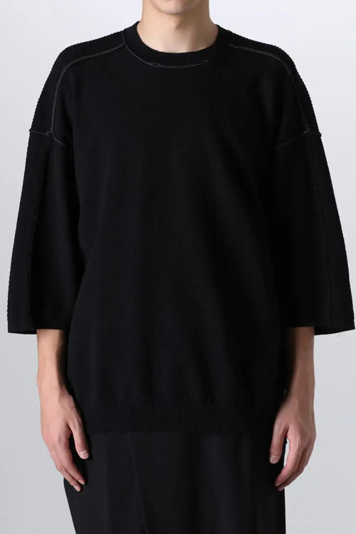 14G Mix Yarn S/S Sweater Black - The Viridi-anne